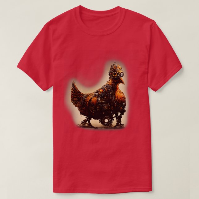Camiseta Galinha Steampunk Robótica (Frente do Design)