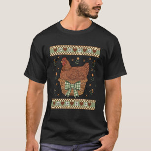 Camiseta Galinha Vintage em Ninho Laço Coquete Retro Galinh