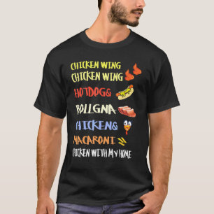 Camiseta Galinha Wing Galinha Wing Hotdog E Crianças De Bol