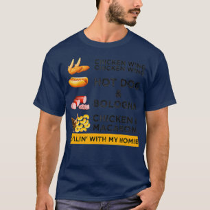 Camiseta Galinha Wing Galinha Wing Hotdog e Homens de Bolon