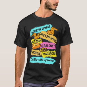 Camiseta Galinha Wing Galinha Wing Hotdog e Homens de Bolon