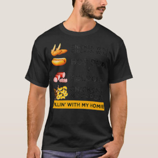 Camiseta Galinha Wing Galinha Wing Hotdog e Homens de Bolon