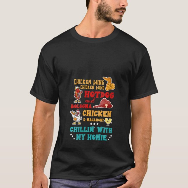 Camiseta Galinhas Adormecidas Cão Quente E Frango De Bolonh (Frente)