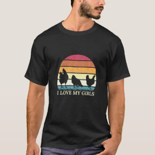 Camiseta Galinhas Amo Minhas Meninas Retro-Agricultura