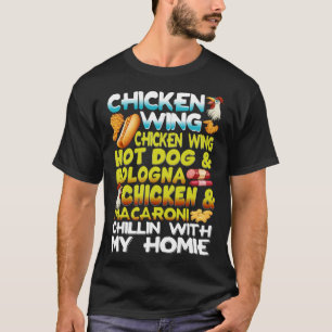 Camiseta Galinhas Asas Galinhas Cão Quente e Bolonha Chic