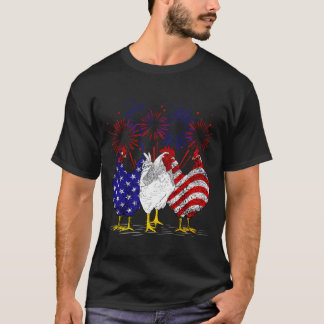 Camiseta Galinhas Bandeira Americana Patriota Fazendeiro 4 