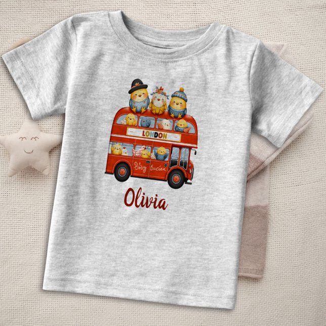 Camiseta Galinhas bonitas no ônibus de dois andares de Lond (Criador carregado)