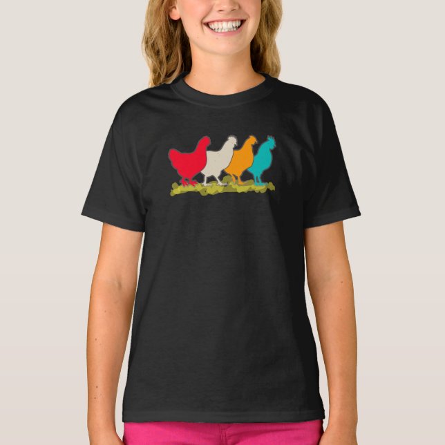 Camiseta Galinhas De Cores Diferentes (Frente)