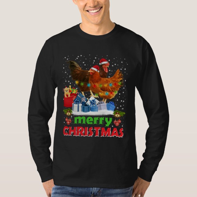 Camiseta Galinhas de Natal de Frango Xmas C (Frente)