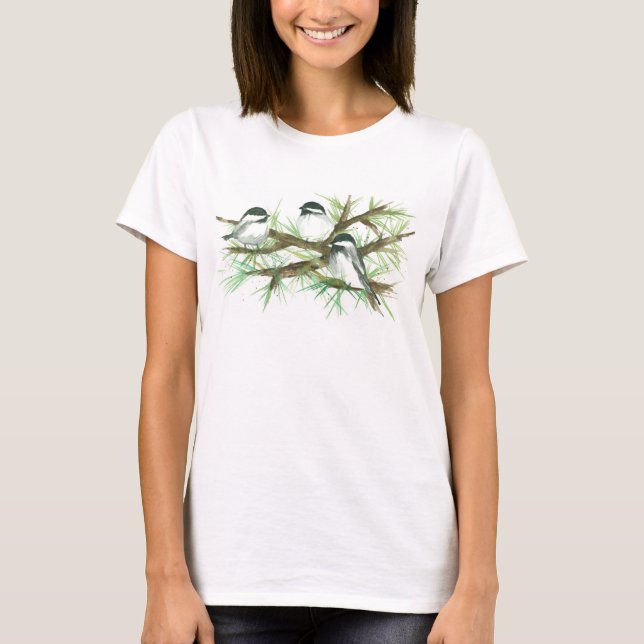 Camiseta Galinhas em Aves Aquáticas de Árvore (Frente)