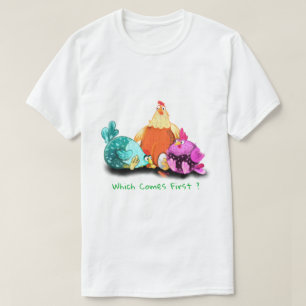 Camiseta Galinhas Engraçadas Esperando Ovo Para Atchar - S