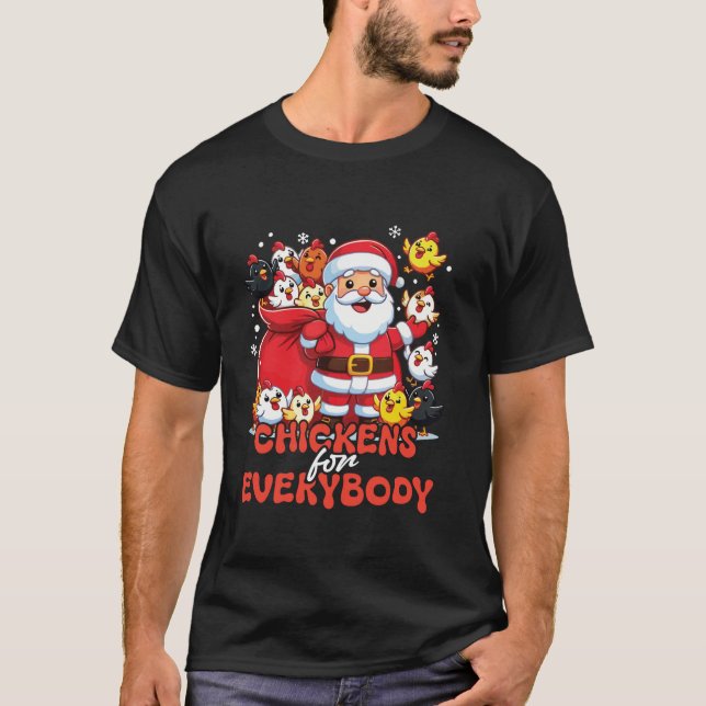 Camiseta Galinhas Para Todos Engraçados Natal Claus (Frente)