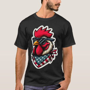 Camiseta Galo 4 De Julho Dia Da Independência Americana EUA