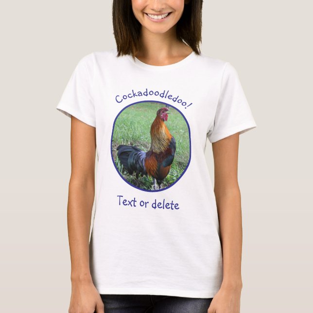 Camiseta Galo Cantando Cocoricó Engraçado  (Frente)