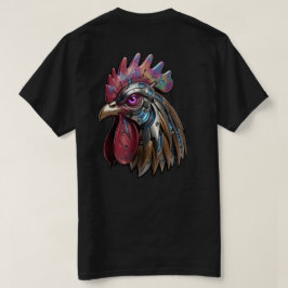 Camiseta Galo Ciberpunk Arte Mecânica Iridescente