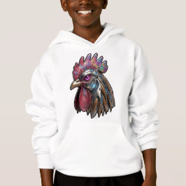 Camiseta Galo Ciberpunk Arte Mecânica Iridescente