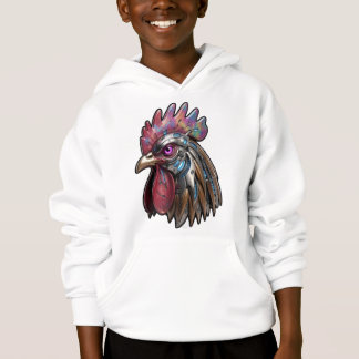 Camiseta Galo Ciberpunk Arte Mecânica Iridescente