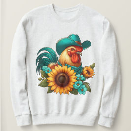 Camiseta Galo com Chapéu Teal e Girassóis