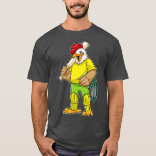 Camiseta Galo como Batsman e morcego de críquete