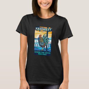 Camiseta Galo da Flórida Key West Engraçado Onde a Galinha