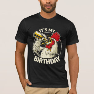Camiseta Galo de Bebida de Aniversário de Golpe de Cerveja
