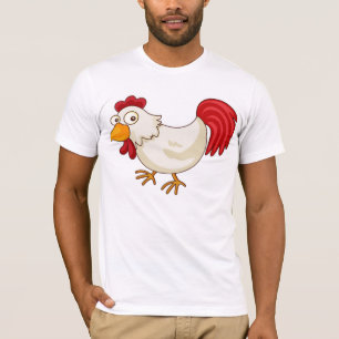 Camiseta Galo de desenho animado galinha branca