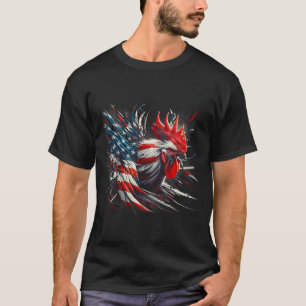 Camiseta Galo de Frango da Bandeira Americana Animal do Dia