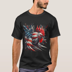 Camiseta Galo de Frango da Bandeira Americana Animal do Dia