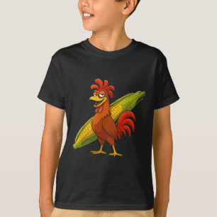 Camiseta Galo Engraçado Com Milho Thanksgiving Galinha F