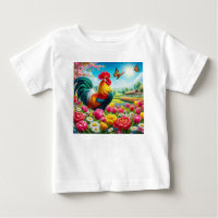 Galo floral/primavera/trabalho de arte de galinha