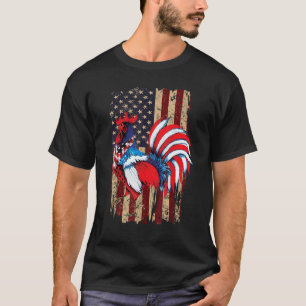 Camiseta Galo Frango Bandeira Americana Patriota 4 De Julho