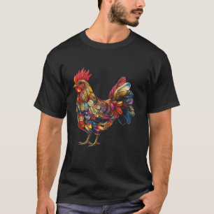 Camiseta Galo Galinha Colorida Hen Fazenda