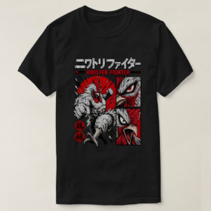 Camiseta  Galo Guerreiro Feroz Mangá Estilo Artes Marciais 