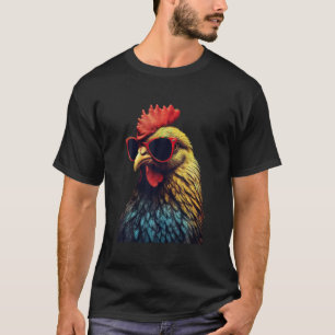 Camiseta Galo Legal de Frango Retroativo Vestindo Sunglas