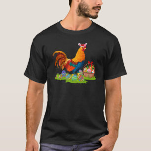 Camiseta Galo Pássaro de Galo Páscoa Ovino Caçando Coelho R