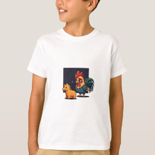 Camiseta Galo Triste e Crianças de Dinossauro Pequeno