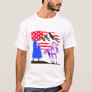 Camiseta Galopagem de Cavalos de Montanha Selvagem