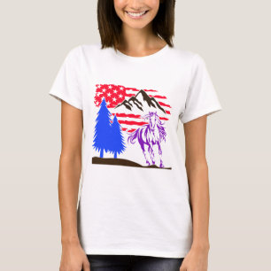 Camiseta Galopagem de Cavalos de Montanha Selvagem