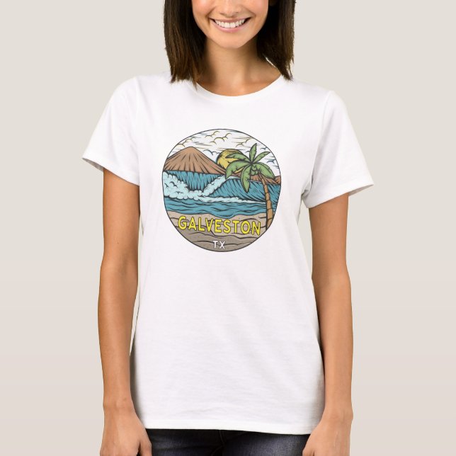 Camiseta Galveston Beach Texas Vintage (Frente)