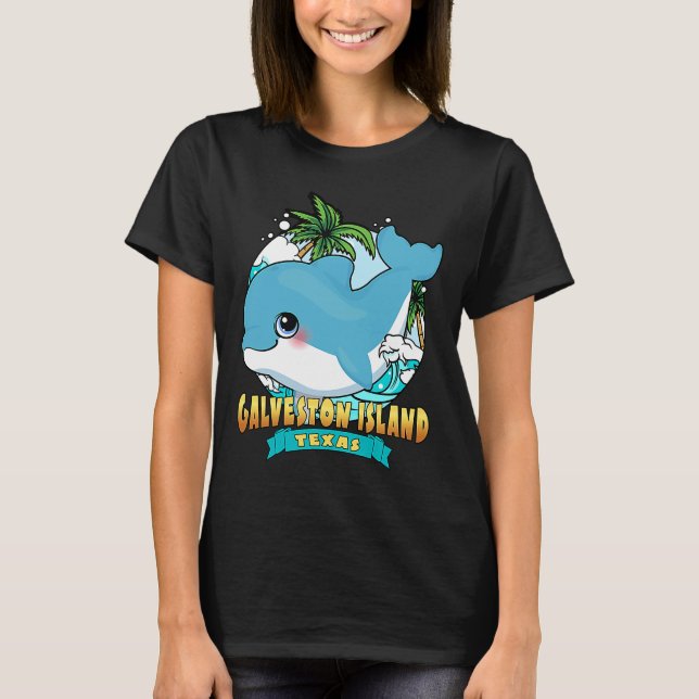 Camiseta GALVESTON ISLAND TEXAS Cute Baby Dolphin Beach Sou (Frente)