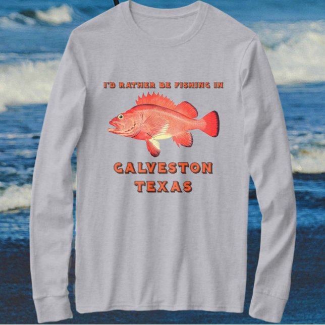 Camiseta Galveston Texas Eu Preferencialmente Pescar Longa  (Criador carregado)