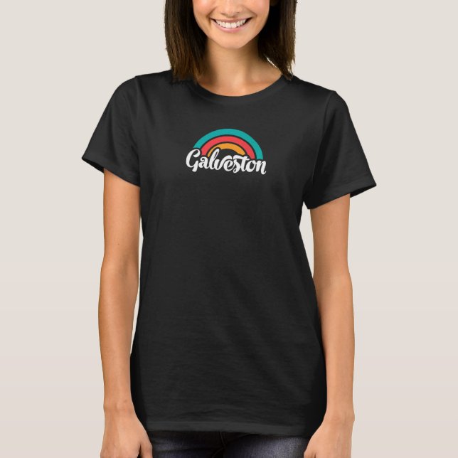 Camiseta GALVESTON TX Script With Rainbow  2 (Frente)