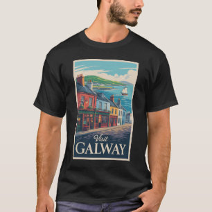 Camiseta Galway Ireland Illustration Viagem Art Vintage