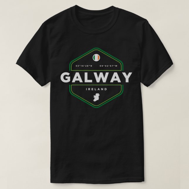Camiseta Galway Ireland Map Flag Graphic  (Frente do Design)