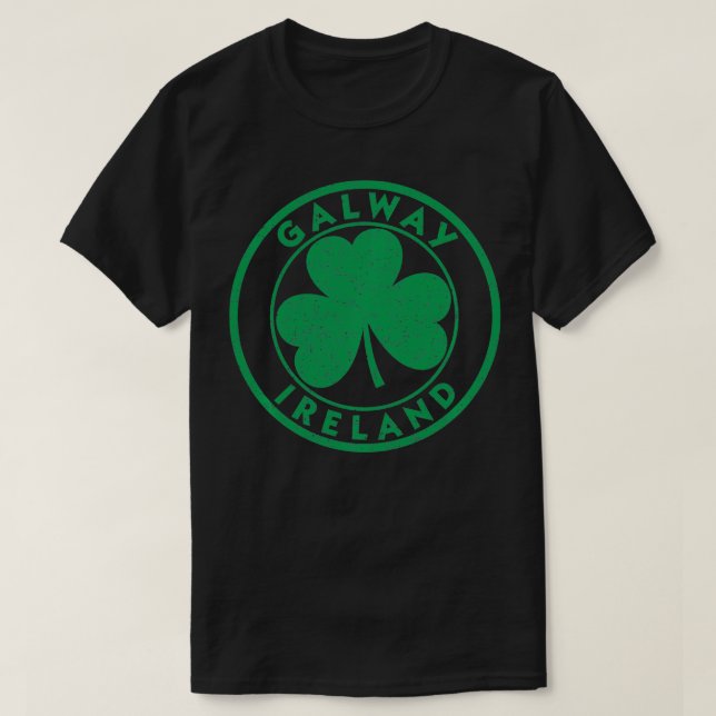 Camiseta Galway Ireland Vintage Shamrock Sinal de Distância (Frente do Design)