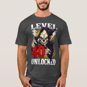 Camiseta Gam Desbloqueado do Nível 40 do Esqueleto Gamer an