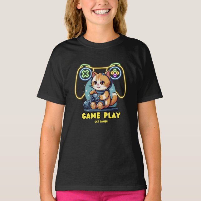 Camiseta Gamador de gatos, jogo (Frente)