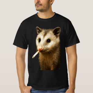 Camiseta Gambá Estúpido Engraçado Fumando Possum Cigarro