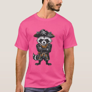 Camiseta gambá-guaxinim vestido de pirata com pirata