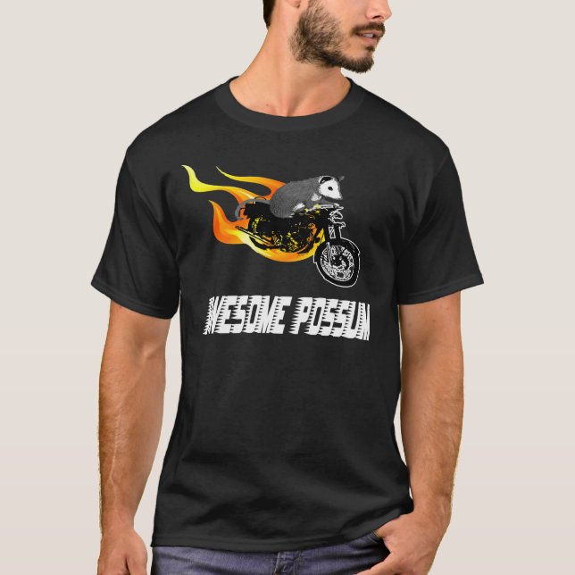 Camiseta Gambá impressionante do cavaleiro da bicicleta (Frente)